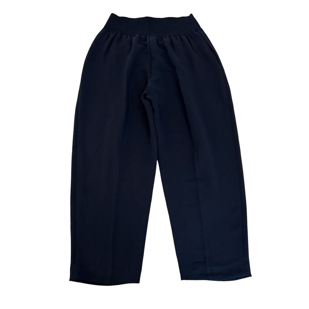 Theory Womens Pleated Ankle Pants Navy Blue Size 12 Pull On High Rise Inseam 26”